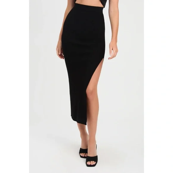 Kookai Skirts Kookai Lola Split Slit Ribbed Midi Skirt Poshmark